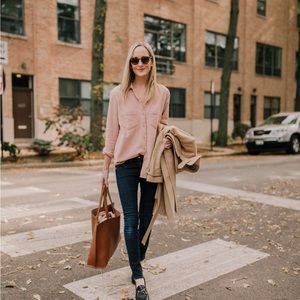 Madewell Sunday Flannel Shirt in Pink